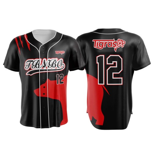 Custom Black Button Down Sublimation Team Jersey Baseball Uniforms