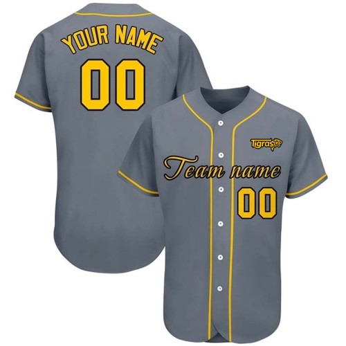 Custom Grey Baseball team Jersey for Men/women/youth/kids Full Button Full Sublimation Uniform add with Team Name & Numbers