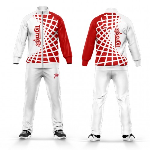 Tracksuit Custom logo And Pattrns 100% Polyester Sublimation White School Uniform Tracksuit