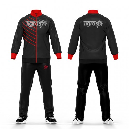 Wholesale Sport Winter Suits 100% Polyester Tracksuit Fabric Jogging Suits Men Blank Plain Black Tracksuit