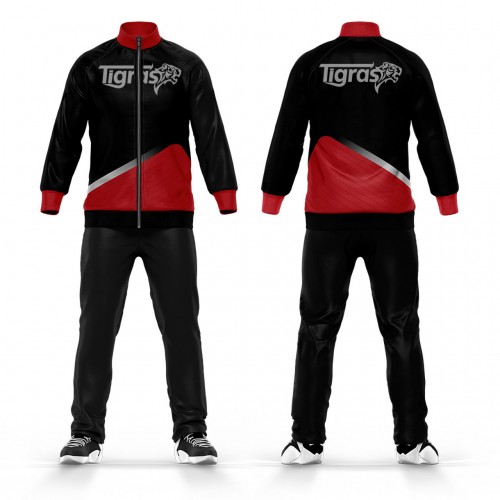 Top Fashion Trendy Tracksuits Custom Plain Black Red Tracksuit