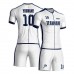 Custom white soccer team Goalkeeper uniforms with your team logo , name and number kids&men jerseys and shorts