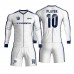 Custom white soccer team Goalkeeper uniforms with your team logo , name and number kids&men jerseys and shorts