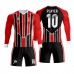 Custom black/red soccer team Goalkeeper uniforms with your team logo , name and number kids&men jerseys and shorts