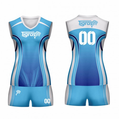  Professional Customized Breathable Volleyball Shirt Customized Sleeveless Sublimation Blue Sleeveless  Volleyball Jersey