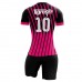 Customized Striped Pink Football Shirts Women Slim Soccer Jerseys Design For Sale