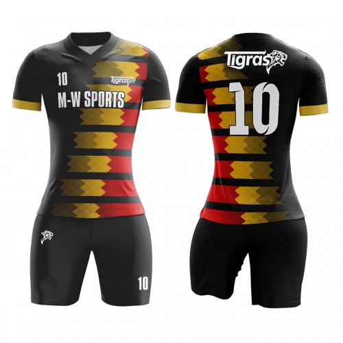 Sublimation Quick Dry Slim Fit Women Striped American Soccer Jersey Design Football Kits